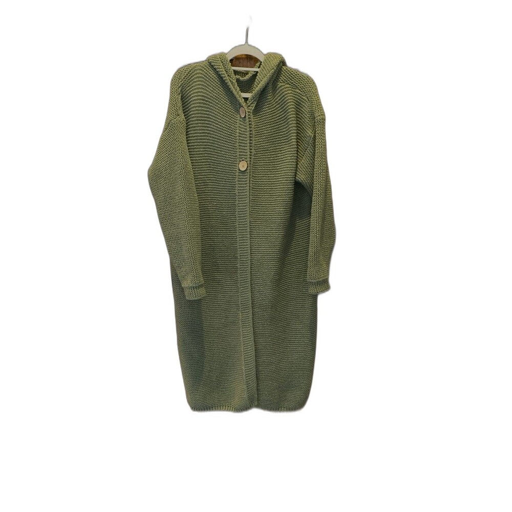 Sweater Cardigan Coat Sz XL (Measures Larger) Super Soft‎ Thick Knit Green hood